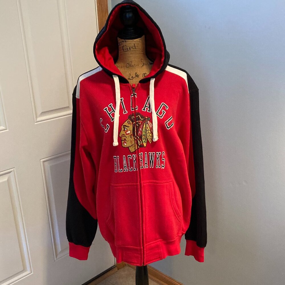 Chicago Blackhawks Full Zipper Sweatshirt Hoodie Men L
